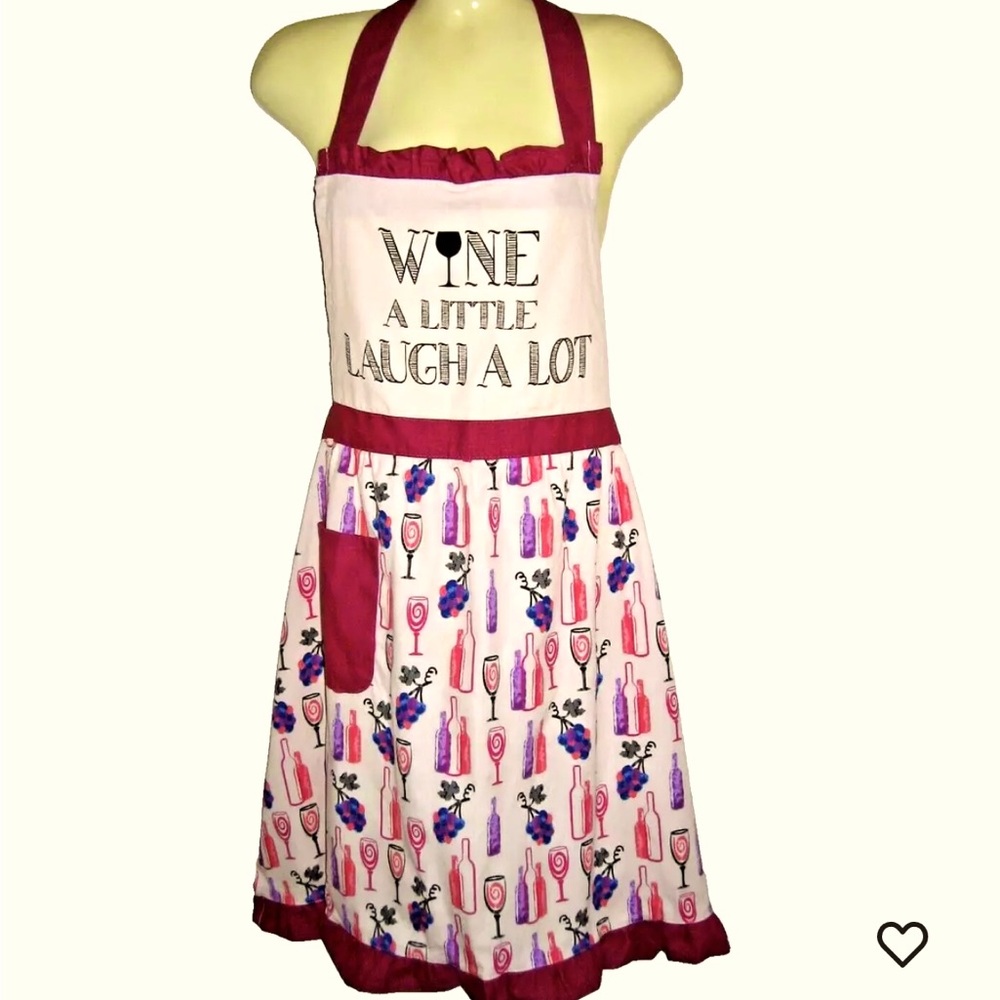 Enjoy your wine w/"Wine a little laugh a lot" apron + wine glasses Grapes OSFM